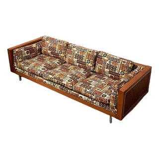 Vintage Mid-Century Sofa With Tiki Fabric For Sale