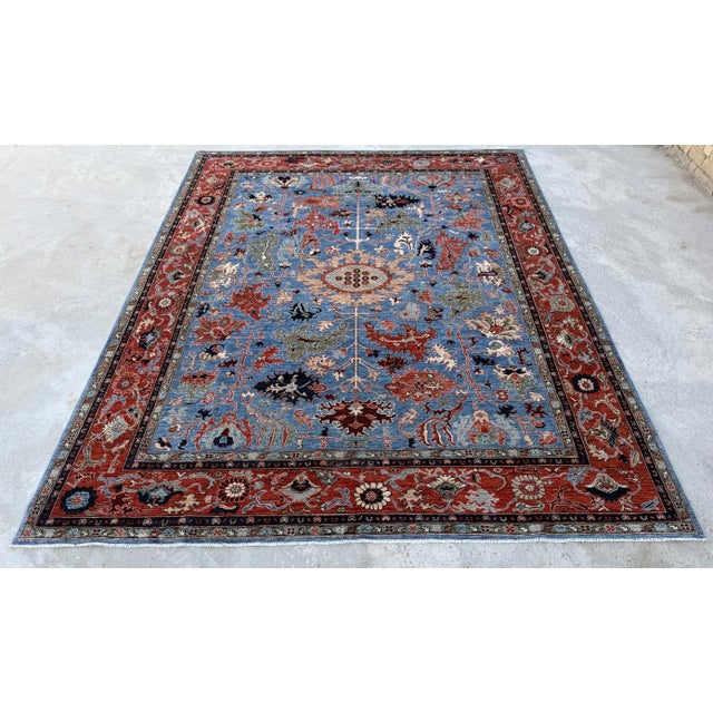 Traditional Blue Persian Bidjar Design Hand-Knotted Wool Rug, 09'01 X 11'10 For Sale - Image 3 of 10