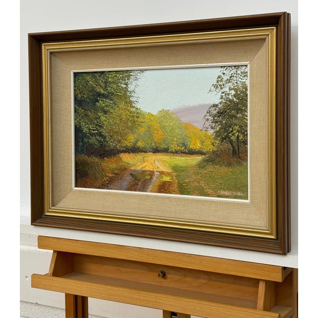 Sunlit Country Path, Lush Greenery, Autumn Tones, Serene Countryside Landscape 1991 For Sale - Image 14 of 18