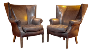 Drake Armchairs in Graphite Leather by Ralph Lauren for Restoration Hardware, 2010s, Set of 2