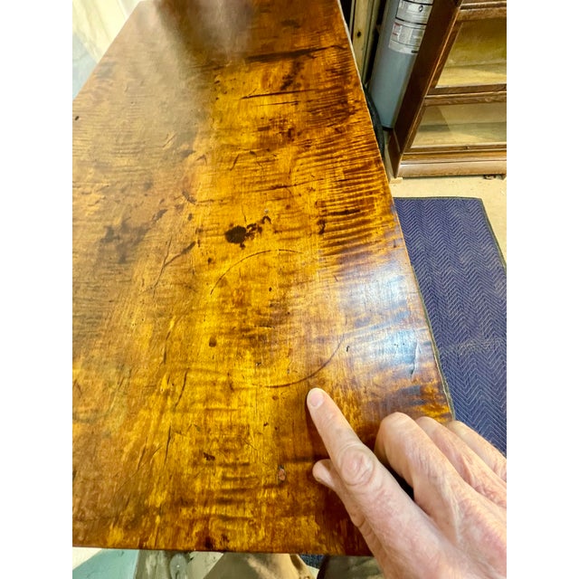 Brown Antique Curly/Tiger Maple Chest of Drawers, Late Federal Early Empire Period For Sale - Image 8 of 16