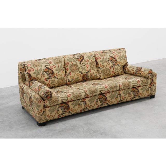 Textile Hollywood Regency 3-Seater Sofa with Lion Motif Upholstery, Italy, 1990s For Sale - Image 7 of 13