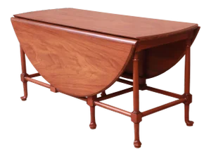 Baker Furniture Queen Anne Walnut Drop Leaf Coffee Table, Newly Refinished