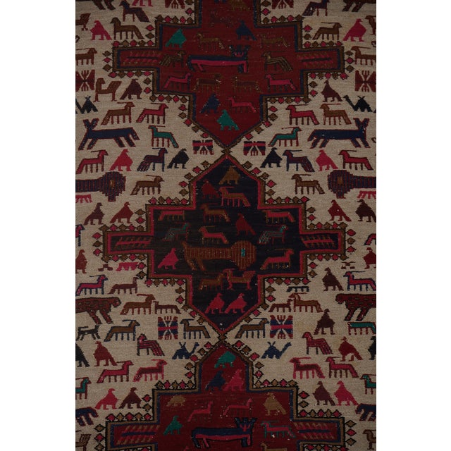 Animal Pattern Soumac Kilim Rug 3'5'' X 4'7'' For Sale - Image 6 of 12