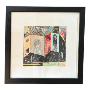 Richard Hull Abstract Architectural Print, Framed
