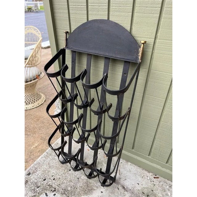 Wrought Iron Wall Mount Wine Bottle Holder For Sale - Image 4 of 13