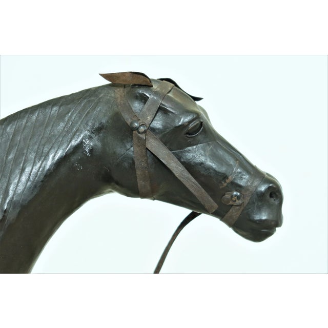 Traditional Vintage Leather Horse Equestrian Statue For Sale - Image 3 of 13