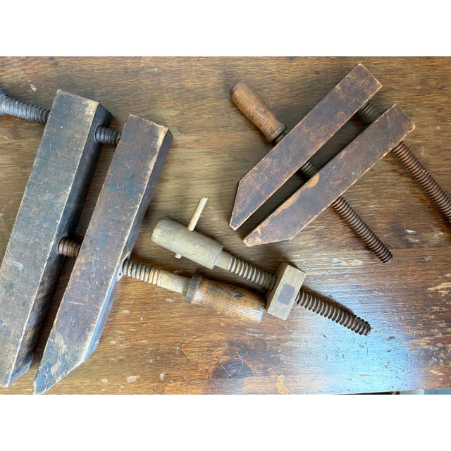 Brown Antique Robert Bliss & j.h. O'Neil Wooden Hand Screw Clamps - Set of 3 American Woodworking Tools For Sale - Image 8 of 8