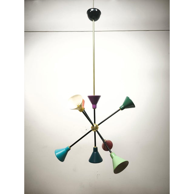 Blue Vintage Metal Sputnik Light, 1960s For Sale - Image 8 of 17