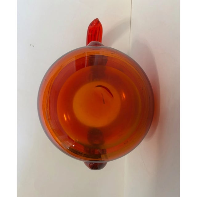 Tangerine Vintage Mid-Century Modern Blenko Glass 6145 Rooster Vase by Wayne Husted - 1961 For Sale - Image 8 of 8