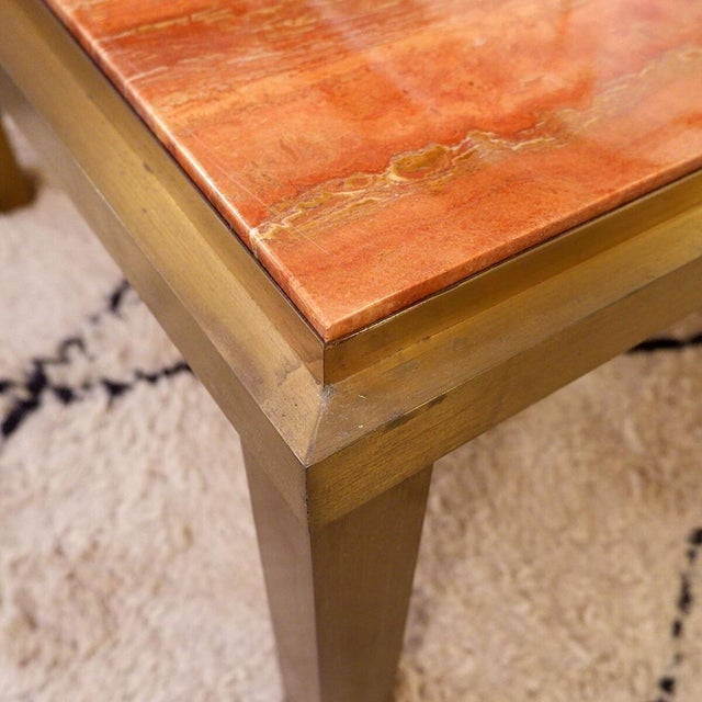 Metal Coffee Tables in Brass and Red Marble, 1970s, Set of 2 For Sale - Image 7 of 13