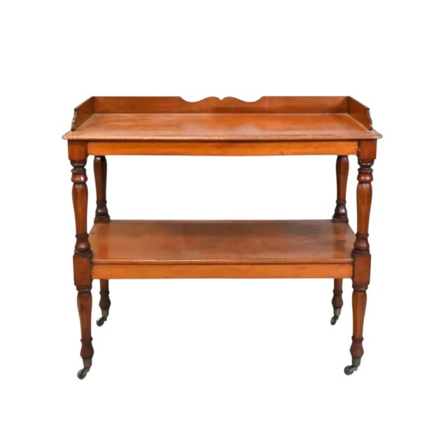 English Two-Tiered Walnut Serving Trolley For Sale - Image 14 of 14