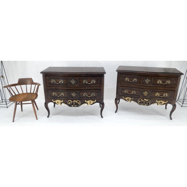 Pair of Henredon Walnut Two Drawers Regency 46" Console Dressers For Sale - Image 9 of 10