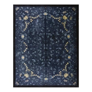 1920s Navy Background Traditional Damask Antique Chinese Peking Room Size Rug For Sale