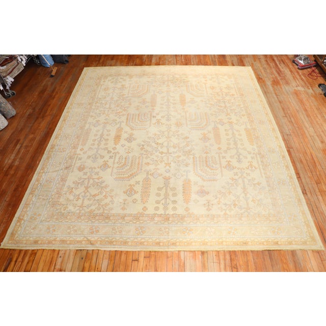 Early 20th Century Antique Turkish Square Oushak Rug - 11'1" x 12'8" For Sale - Image 5 of 11