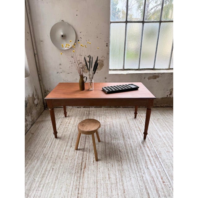 Brown Cherrywood Table with Turned Legs, 1950s For Sale - Image 8 of 18