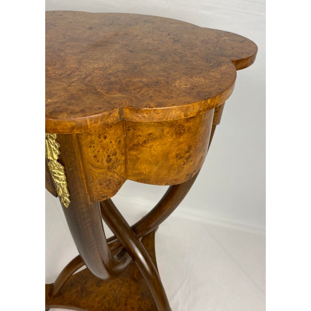 Wood Italian Pair of Burl Walnut Side Tables With Curved Legs For Sale - Image 7 of 8