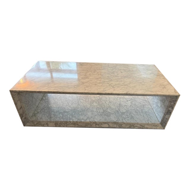 Williams Sonoma Pierre White Marble Coffee Table (56") For Sale