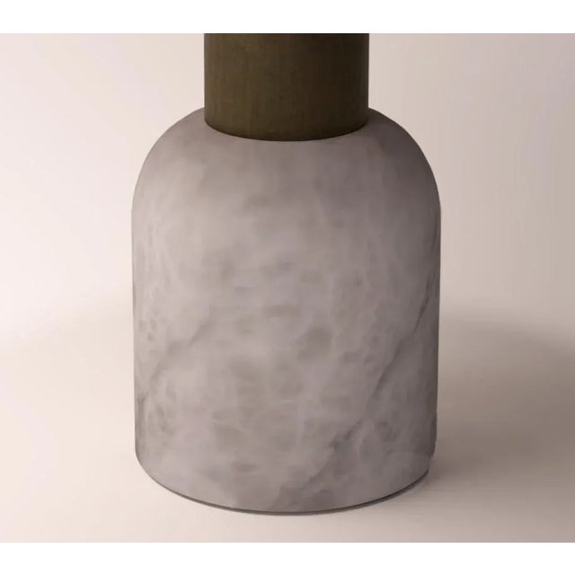 Serenity Fusion 40 Table in Alabaster and Iroko Wood by Alabastro Italiano For Sale - Image 4 of 5