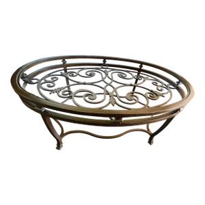 Iron & Glass 34” X 48” Oval Cocktail Coffee Accent Table