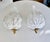 Pair of Mazzega Murano Italian handblown clear and white leaf shaped wall sconces mounted on brass wall plates. Newly...