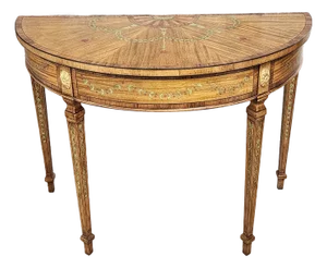 Vintage Maitland-Smith Adam Style Handpainted Demi-Lune Console Table