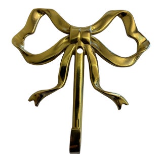 Vintage Brass Ribbon Bow Wall Hook For Sale