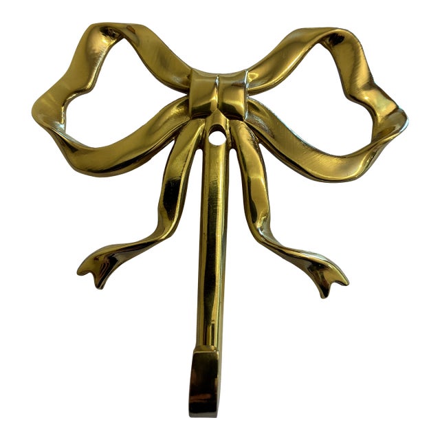 Vintage Brass Ribbon Bow Wall Hook For Sale