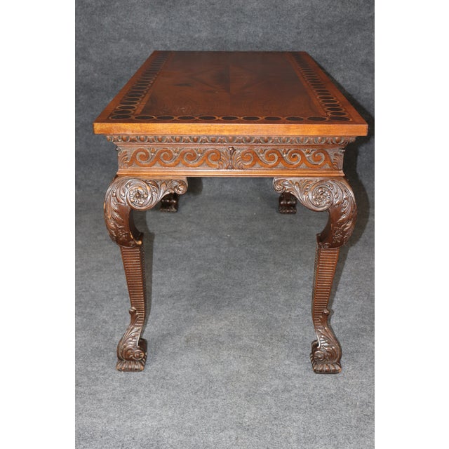 Antique Georgian Style Carved Console Table With Inlaid Wood Top For Sale In Philadelphia - Image 6 of 13