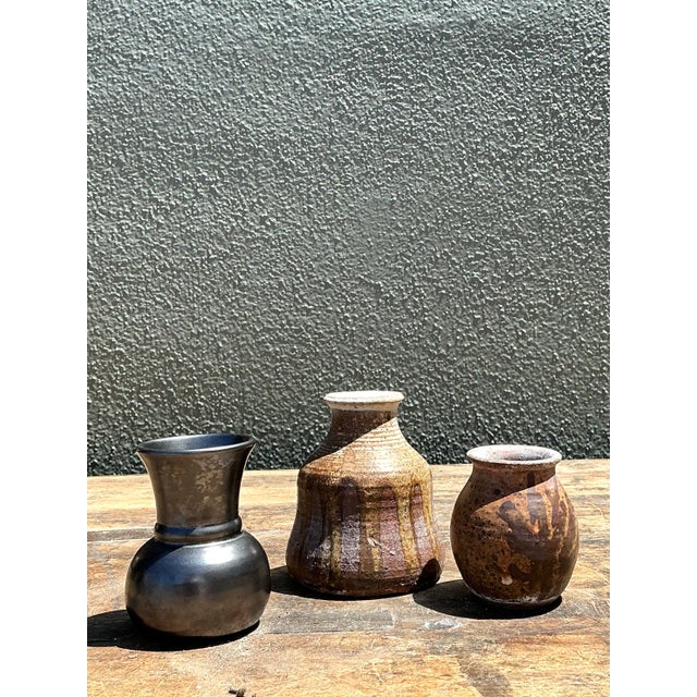 Vintage Original Studio a Pottery Trio of Small Vases For Sale - Image 9 of 12