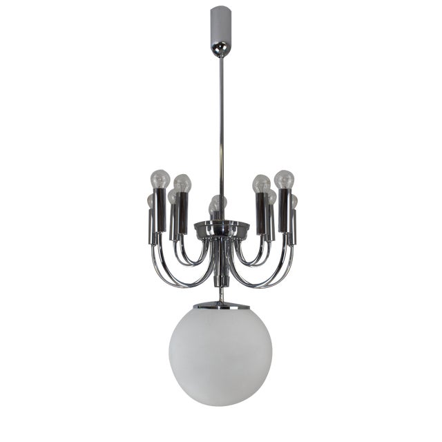 Opaline Glass Chandelier, 1920s For Sale