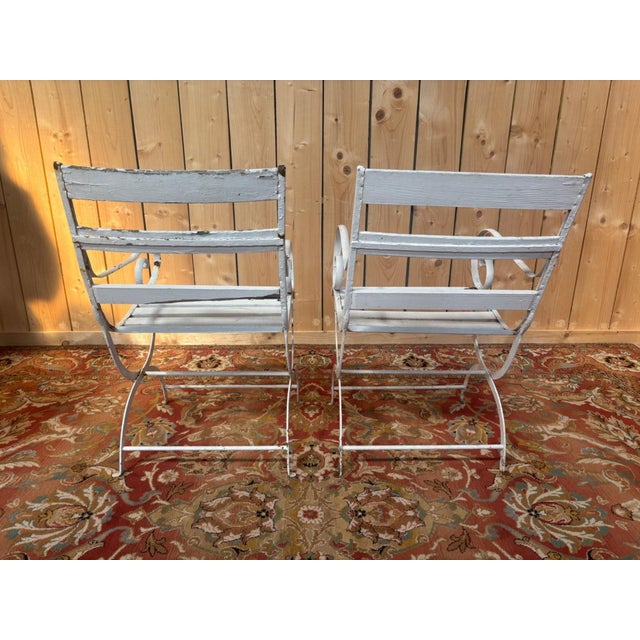 Antique Garden Armchair in Wrought Iron and Wood, 1800s For Sale - Image 5 of 6