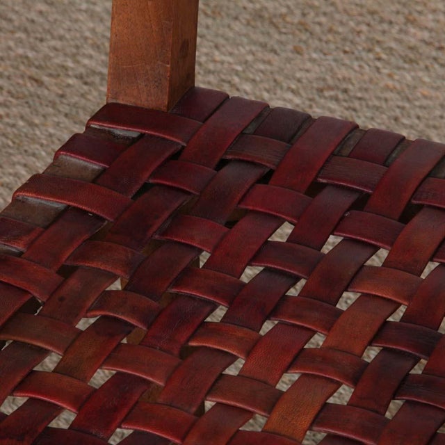 Vintage Bridge Chairs in Wood and Leather, 1950s, Set of 2 For Sale - Image 6 of 9