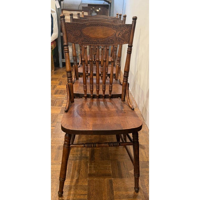 Set of Four 19thc Old Surface Press Back Ranch Chairs For Sale - Image 4 of 9