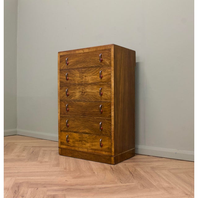 Art Deco Walnut and Veneer Chest of Drawers, 1930s For Sale - Image 3 of 9