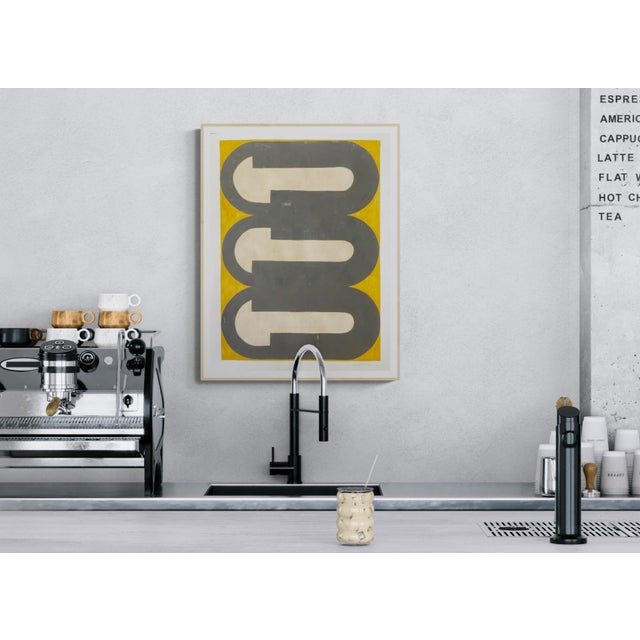 Mid-Century Modern Mixed Media Layered Shapes, Original Painting by Sarah Vaaler For Sale - Image 3 of 4