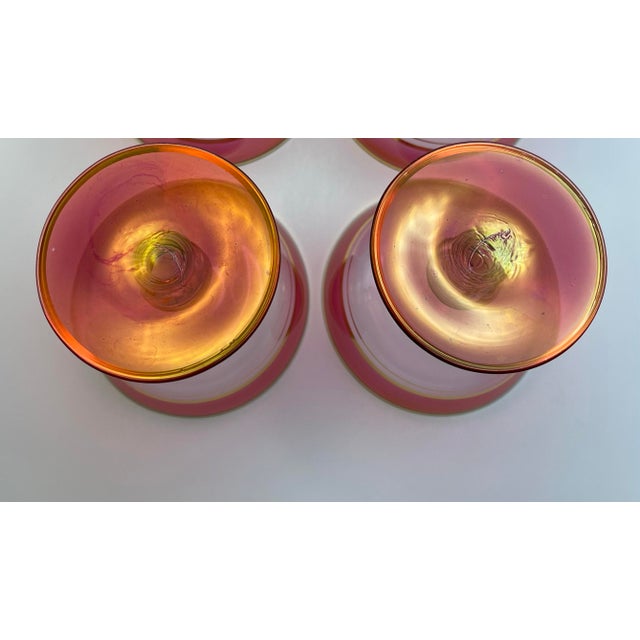 Glass Early 20th Century Cranberry Glass Champagne Saucers- A Pair For Sale - Image 7 of 8
