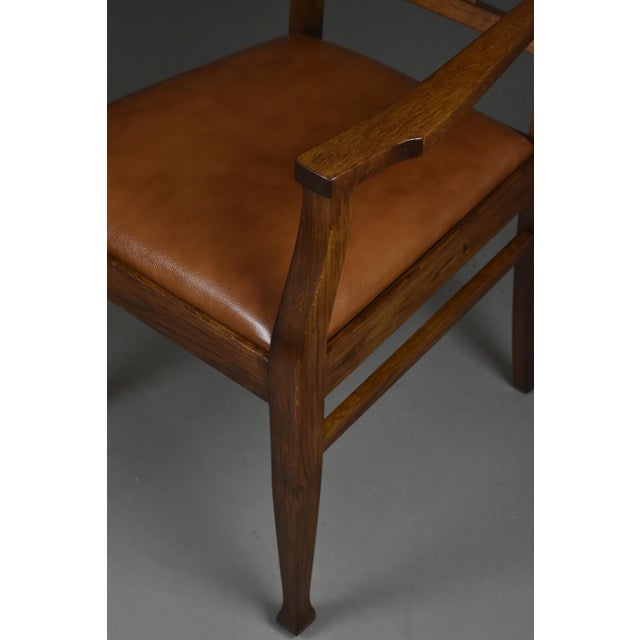 Art Deco Oak Armchair with Leather Seat, 1920s-1930s For Sale - Image 9 of 13