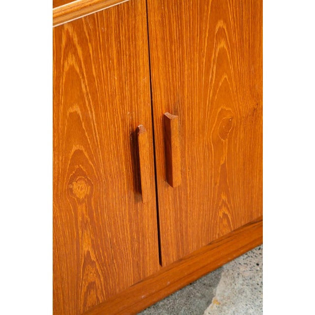 1960s Mid Century Danish Modern Credenza Bookshelf Cabinet Teak Shelves Cabinet Doors For Sale - Image 10 of 12
