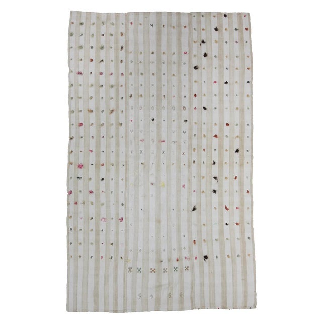 Textile Vintage Turkish Striped Cotton Kilim Rug - 5′3″ × 8′10″ For Sale - Image 7 of 7