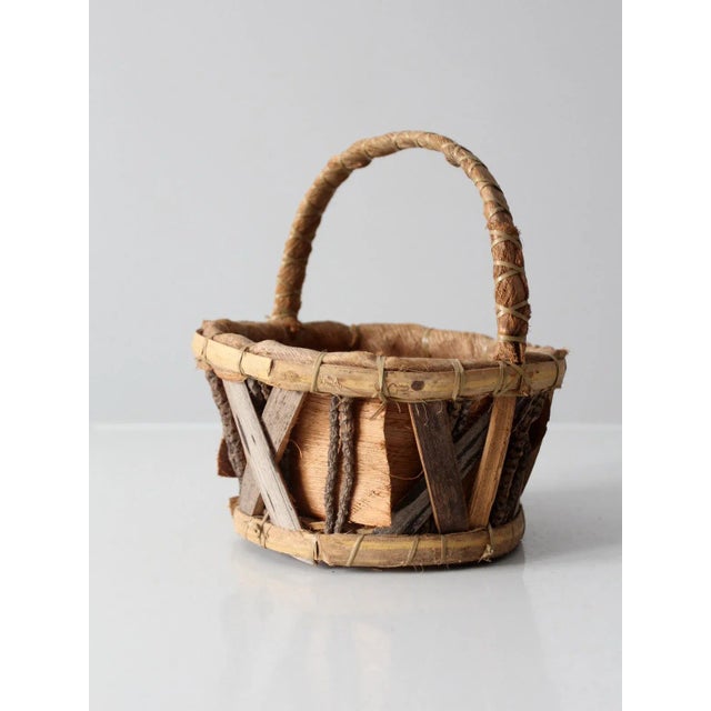 Vintage Rustic Bark Basket For Sale - Image 4 of 10