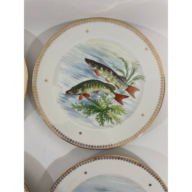 Ceramic Late 19th Century French Limoges Charles Ahrenfeldt Fish Dinner Plates, Set of Six For Sale - Image 7 of 16