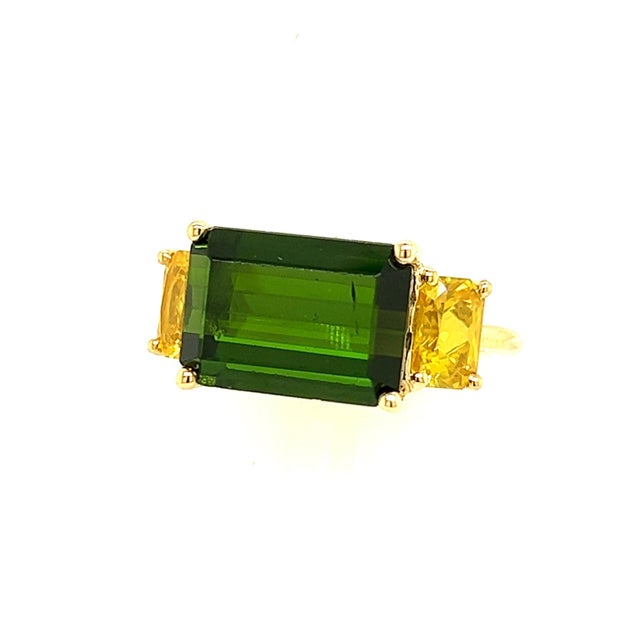 Natural Tourmaline Diamond Ring 14 Y Gold 6.15 TCW Certified For Sale - Image 10 of 11