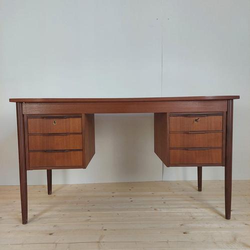 Brown Mid-Century Teak Desk, Denmark, 1960s For Sale - Image 8 of 8