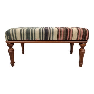 Handmade Kilim Rug Upholstered Bench For Sale