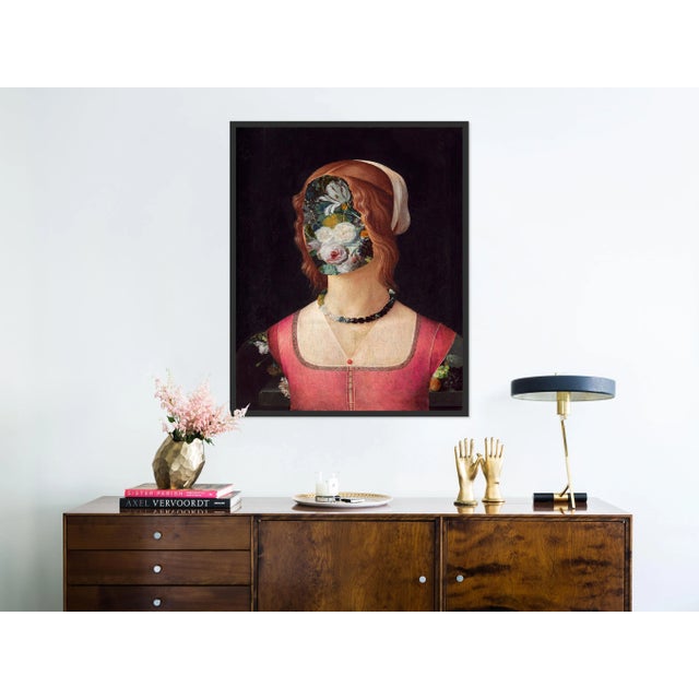 Contemporary Flower Face 2 by Lara Fowler in Black Frame, Medium Art Print For Sale - Image 3 of 4