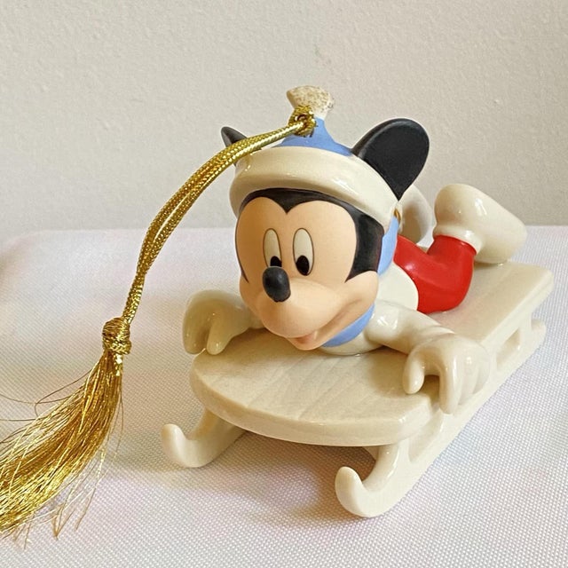 1990s Lenox Mickey’s Sledding Adventure Ornament Disney Showcase Collection For Sale - Image 5 of 5