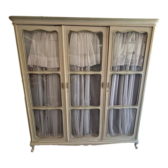 Antique European Glass-Front Armoire (Over 100 Years Old) For Sale