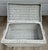 Vintage White Wicker Blanket Chest Coffee Table With Glass Top For Sale - Image 4 of 12