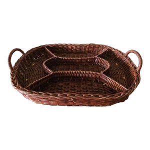 1980s Vintage Divided Wicker Basket